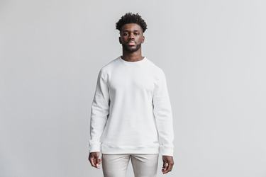 Nobull Performance Crew Men's Sweatshirts White | Australia (WE7541)